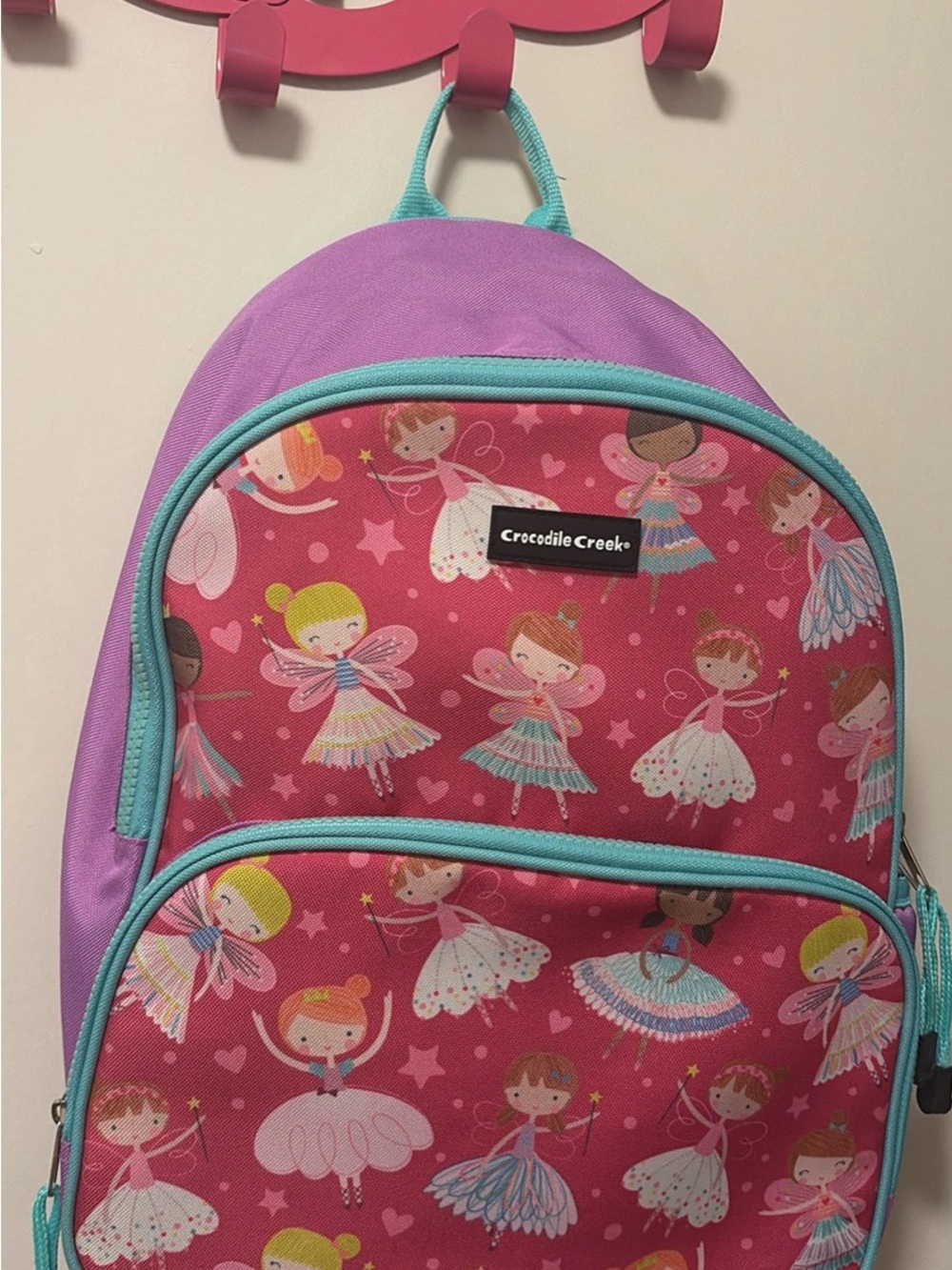 Crocodile Creek Girls' Pink & Purple Fairy Backpack with Teal Trim